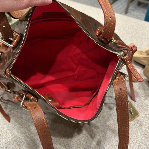 Dooney & Bourke Brown Patent Leather Large Handbag Bag - Picture 11 of 14